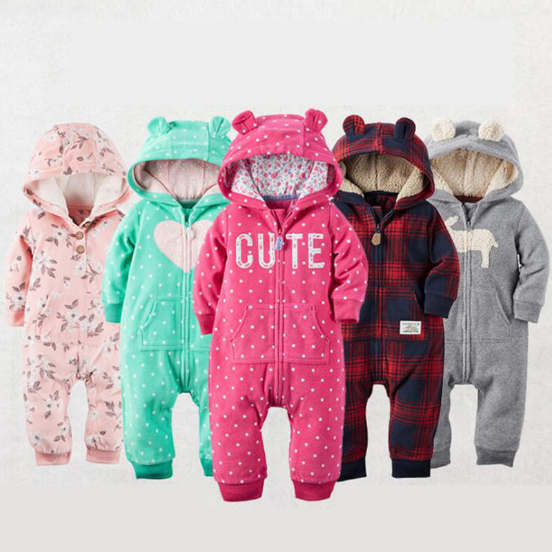 Long-sleeved fleece baby clothes romper