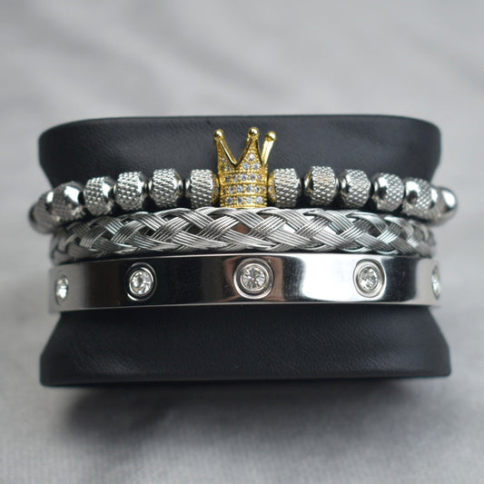 Crown Twist  Mesh With Diamond Digital Bracelet